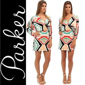 { Parker NY } “Catalina” Faux Wrap Dress in Havana